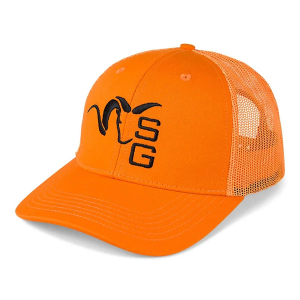 Men's Stone Glacier Centered Ram Trucker Hunting Adjustable Hat One Size Blaze Orange
