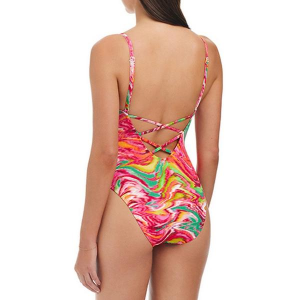 Women's Sanctuary Reading Between The Lines Scoop Neck One Piece Swimsuit Contemporary Medium Multi