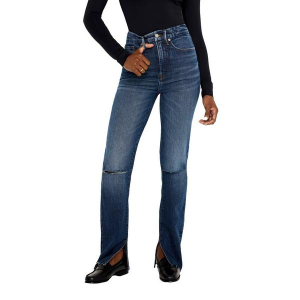 Women's GOOD AMERICAN Good Boy Slit Slim Fit Straight Jeans Indigo 4 32