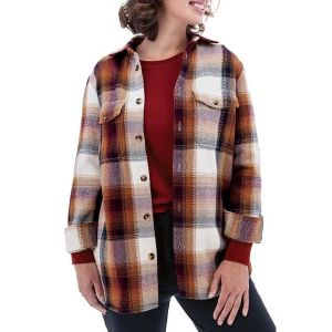 Women's Aventura Overton Organic Big Long Sleeve Flannel Large Brown