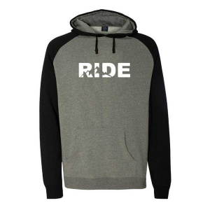 Men's Ride Brand Logo Raglan Long Sleeve T-Shirt Large Gunmetal/Black