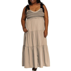 Women's DAVI & DANI Ribbon Detail Maxi Dress 2X Beige