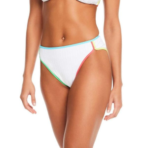 Women's Sanctuary High Leg High Rise Colorblock Swim Bottoms Contemporary Medium Summer White