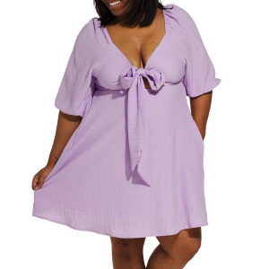 Women's DAVI & DANI Tie Front Dress 2X Lavender
