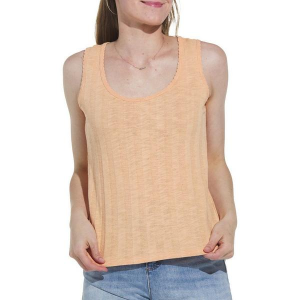 Women's Tribal Cotton With Picot Trim Scoop Neck Tank Top Small Peach Sun