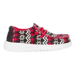 Kids' HEYDUDE Wally Ugly Sweater Loafers Little Regular 12Y Black/Red