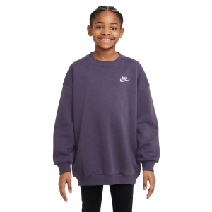 Kids' Nike Sportswear Club Fleece Oversized Crew Neck Sweatshirt Large Dark Raisin/White