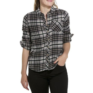 Women's Thread & Supply Miley Long Sleeve Flannel Small Cream Black Plaid