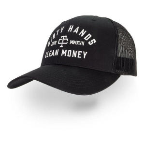 Men's Troll Co. Clothing Dirty Hands Clean Money Curved Mesh Work Snapback Hat One Size Black