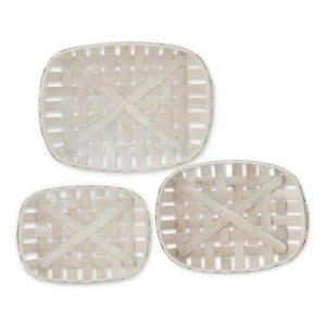 K&K Interiors Rectangular Gray Nesting Tray Basket (Sold Separately)