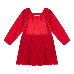Girls' Isobella and Chloe Merry 'n Bright Pleated Babydoll Dress 12 Red