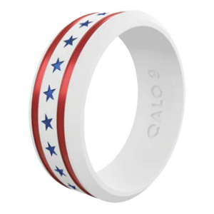 Qalo Folds Of Honor Stars and Stripes Modern Ring 13 White