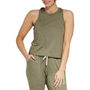 Women's World Famous Venture Crop Crew Neck Tank Top Large Olive