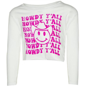 Girls' Prince Peter Collection Howdy Y'all Long Sleeve T-Shirt Large White
