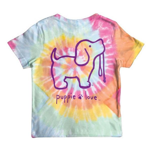 Kids' Puppie Love Tie Dye 2 Pup T-Shirt Small Aerial
