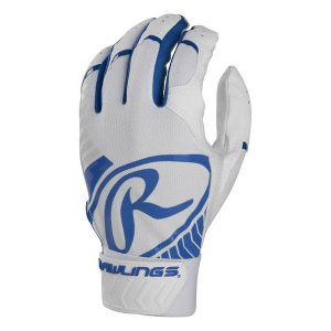 Men's Rawlings 5150 Baseball Batting Gloves White/Royal 2XLarge