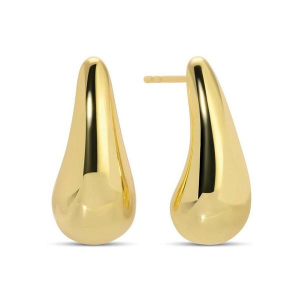 Splendid Iris Narrow Teardrop Stud Earrings Gold