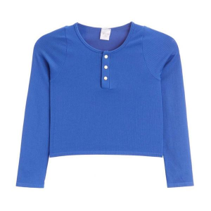 Girls' Suzette Ribbed Long Sleeve Henley M/L Cobalt