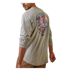Men's Ariat Rebar Workman Patches Long Sleeve T-Shirt XLarge Grey Heather