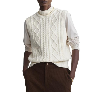 Women's Varley Sweater Vest Joilette Roll Neck Large Egret