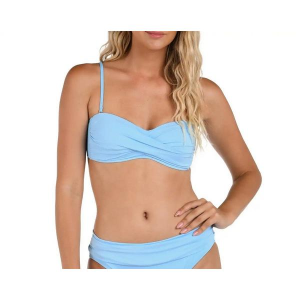 Women's La Blanca Island Goddess Twist Bandeau Swim Bikini Top Contemporary 8 Crystal Blue