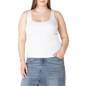 Women's Dex Clothing Side Ruched Scoop Neck Tank Top 3X White