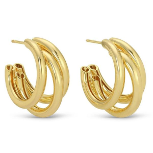 Splendid Iris Triple Hoop Earrings Gold