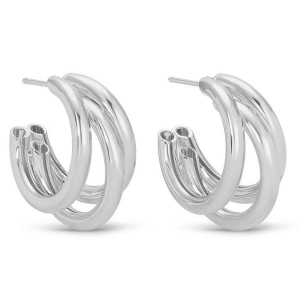 Splendid Iris Triple Hoop Earrings Silver