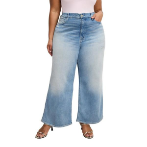 Women's GOOD AMERICAN Good Skate Relaxed Fit Wide Leg Jeans Indigo 10 34