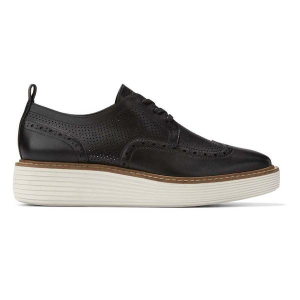 Women's Cole Haan Originalgrand Platform Wingtip Shoes Regular 7.5 Black/Ivory