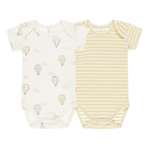 Girls' Quincy Mae Short Sleeve Onesie 6/12 mo. Balloons/Yellow Stripe