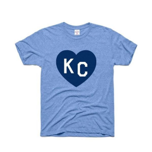 Charlie Hustle KC Heart T-Shirt Small Light Vintage Blue