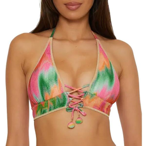 Women's Becca Mira Halter Swim Bikini Top Contemporary Medium Multi