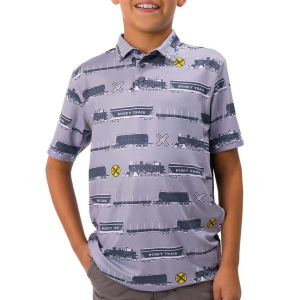 Kids' Waggle Golf Novelty Print Polo Large Bogey Train