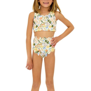 Girls' Beach Riot Little Madison & Bea Swim Bikini Set Toddler 2T Buttercream Bloom Waffle