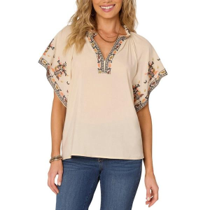 Women's Democracy Embroidered Framing Blouse Small Pearl Dust