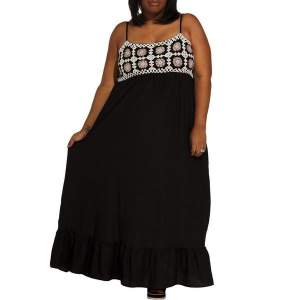 Women's DAVI & DANI Crochet Maxi Dress 3X Black