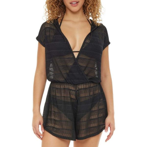 Women's Jordan Taylor Inc Hood Romper Swim Cover Up XLarge Black