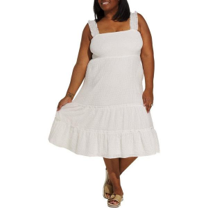 Women's DAVI & DANI Tiered Smock Midi Dress 3X White