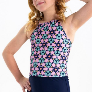 Girls' Janela Bay High Neck Crop Swim Tankini 8/9 Valencia Floral