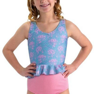 Girls' Janela Bay V Neck Peplum Swim Tankini 8/9 Pastel Floral