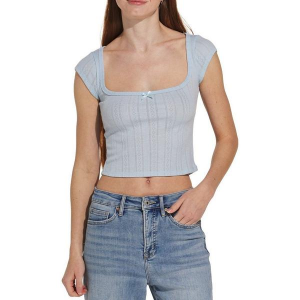 Women's Double Zero Bow Detail Shirt Large Light Blue