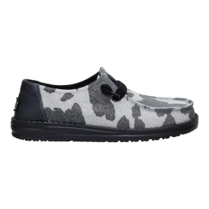 Women's HEYDUDE Wendy Sparkle Animal Cow Loafers Regular 6 Black/Grey