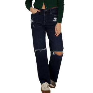 Women's Mica Denim Slit Knee Straight Jeans Dark Wash 29 31