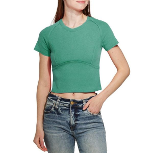 Women's Double Zero Rib Knit Crop Top Large Green