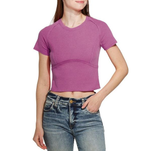 Women's Double Zero Rib Knit Crop Top Large Orchid