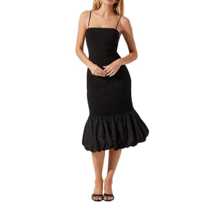 Women's ASTR The Label Brittnea Bubble Hem Midi Dress Small Black