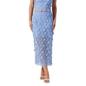 Women's ASTR The Label Jonae Crochet Lace Skirt Medium Blue
