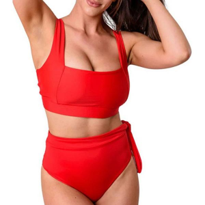 Women's Wild Isles Eva Square Neck Swim Bikini Top Contemporary 1 Lava