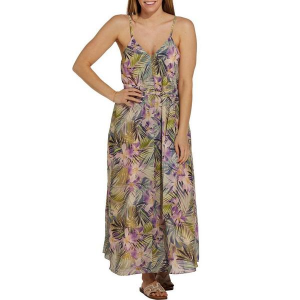 Women's DRESS FORUM Side Tie Maxi Shift Dress Small Orchid Fronds